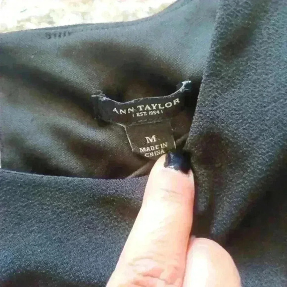 Anne Taylor Womens Black Draped Collar Shift Dress M - Picture 8 of 12